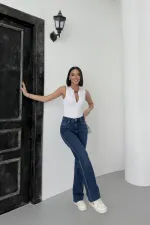 Taşlı Straight Kot Pantolon 7112-01-(28-33)