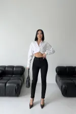 High Waisted Ankle Length Skinny Jean  815-07-(44-5) Black