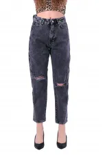 Yanı Fermuarlı Mom Kot Pantolon 717-33-(27-32) Yanı Fermuarlı Mom Kot Pantolon 717-33-(27-32)