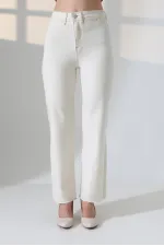 Wide Leg Palazzo Relaxed Jean with Decorative Front Pockets 1710-80-(27-32) Natural