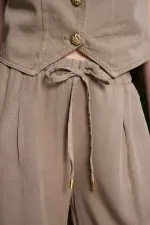 Paça Detaylı Lastikli Keten Pantolon HS700-74-(S-XL) Paça Detaylı Lastikli Keten Pantolon HS700-74-(S-XL)