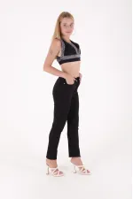 Fringe Ending High Waisted Mom Fit Jean  764-07-(26-28) Black