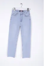 Fringe Ending High Waisted Mom Fit Jean  764-42-(26-28) Ice Blue - Tinted