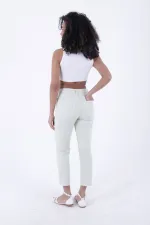 Fringe Ending High Waisted Mom Fit Jean  764-88-(26-31) Mint Green