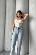 Serpme Yıldızlı Mom Fit Kot Pantolon  7040-08-(26-29)