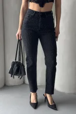 Serpme Yıldızlı Mom Fit Kot Pantolon  7040-23-(26-29)