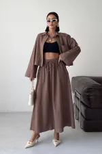 Elasticated Long Skirt HS121-72-(S-L-3) Soil