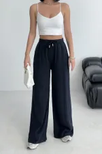 Paça Detaylı Lastikli Keten Pantolon  HS700-73-(S-XL)