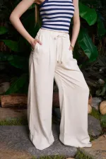 Elastic Waist Linen Pants HS700-51-(S-XL) Off White Elastic Waist Linen Pants HS700-51-(S-XL) Off White