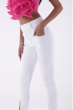 Pantalon à fente avant patchwork 1743-50-(26-28)