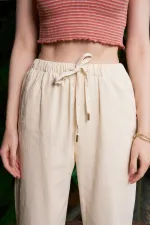 Carrot Fit Linen Pants HS703-65-(S-XL) Stone