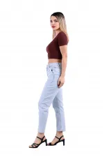 Önü Contalı Mom Fit Kot Pantolon  1720-42-(28-33)