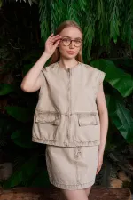 Zip-up Oversize Denim Vest 6073-79-(S+L+4)