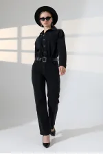Buttoned Classic Long Denim Dress 3034-23-(S+L+3) Regular Anthracite Buttoned Classic Long Denim Dress 3034-23-(S+L+3) Regular Anthracite