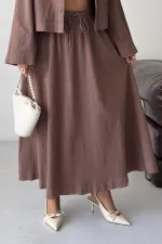 Elasticated Long Skirt HS121-72-(S-L-3) Soil