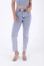 Damla Taşlı Mom Fit Kot Pantolon  7024-08-(26-31)