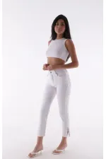 Yanı Yırtmaçlı Flare Paça Mom Kot Pantolon  1774-50-(28-33)