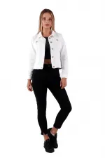 Short Denim Jacket 641-50-(S-L-5) White Short Denim Jacket 641-50-(S-L-5) White