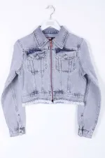 Fermuarlı Püskül Detaylı Kot Ceket 6017-16-(S-XL-6) Fermuarlı Püskül Detaylı Kot Ceket 6017-16-(S-XL-6)