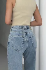 Baggy Denim Trousers with Series Darts 7088-14-(26-31)