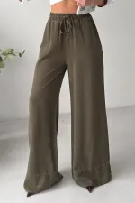 Paça Detaylı Lastikli Keten Pantolon  HS700-67-(S-XL)