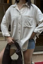 Oversize Düğmeli Gömlek 6207-80-(S+L+3) Oversize Düğmeli Gömlek 6207-80-(S+L+3)