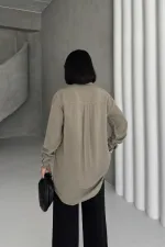 Uzun Tunik Keten Gömlek  HS611-74-(S-XL)