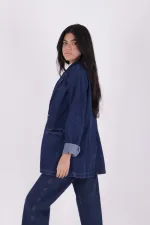Double Breasted Buttoned Classic Blazer Jacket 6066-26-(S+L+4) Regular Dark Blue Double Breasted Buttoned Classic Blazer Jacket 6066-26-(S+L+4) Regular Dark Blue