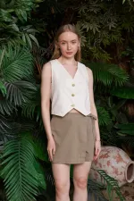 Linen Vest with Buttons HS603-51-(S-XL) Cream White Linen Vest with Buttons HS603-51-(S-XL) Cream White