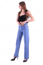 Önü Çımalı Bol Paça Relax Kot Pantolon  1736-15-(26-31)