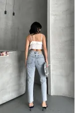 Patchwork Front Slit Trousers 1743-08-(27-32)