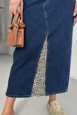 Leopar Detaylı Kot Etek 1080-26-(36-42-6) Leopar Detaylı Kot Etek 1080-26-(36-42-6)