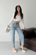 Mom Fit Jean  7057-14-(26-31) Light Blue and Tinted