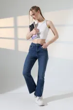 Zımba Taşlı İspanyol Mom Fit Kot Pantolon 7192-01-(26-31) Zımba Taşlı İspanyol Mom Fit Kot Pantolon 7192-01-(26-31)