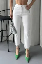 Taşlı Mom Fit Kot Pantolon 7023-50-(28-33)