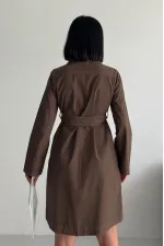 Düğmeli Uzun Gömlek Elbise 6102-78-(S-XL)