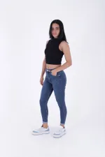 Duble Paça Skinny Kısa Boy Kot Pantolon  820-01-(28-33)