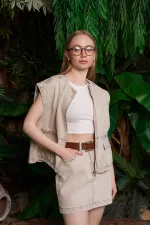 Zip-up Oversize Denim Vest 6073-79-(S+L+4)