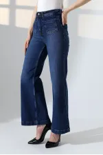 Front Pocket Detailed Jean  7079-01-(27-32) Dark Blue Denim