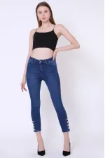 Paçası Dört Düğmeli Kot Pantolon 786-01-(33-42) Paçası Dört Düğmeli Kot Pantolon 786-01-(33-42)
