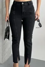 Patchwork Front Slit Trousers 1743-03-(26-28)