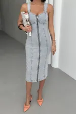 Adjustable Strap Denim Dress 3021-08-(S-XL)