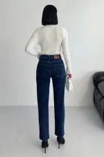 Şerit Taşlı Mom Fit Kot Pantolon 7110-26-(26-31)
