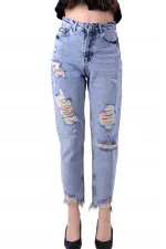 Ripped Mom Fit Jean 743-42-(26-31) Ice Blue - Tinted Ripped Mom Fit Jean 743-42-(26-31) Ice Blue - Tinted