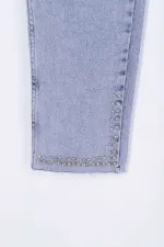 Taşlı Mom Fit Kot Pantolon  7023-08-(27-32)
