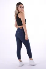 High Waisted Short Skinny Jean  810-17-(26-31) Slubbed Navy Blue
