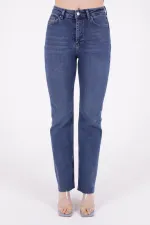 Tasseled Bottom Wide Leg Relax Jean 1726-01-(XS-L-6) Dark Blue Denim Tasseled Bottom Wide Leg Relax Jean 1726-01-(XS-L-6) Dark Blue Denim