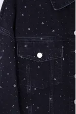 Oversize Short Denim Jacket with Stars and Rhinestones 6005-23-(S-L-5) Regular Anthracite Oversize Short Denim Jacket with Stars and Rhinestones 6005-23-(S-L-5) Regular Anthracite