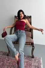 Straight Leg High Waist Jean 7114-62-(26-31) Middle Blue - Tinted