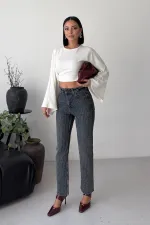 Taşlı Mom Fit Kot Pantolon 7218-28-(27-32) Taşlı Mom Fit Kot Pantolon 7218-28-(27-32)